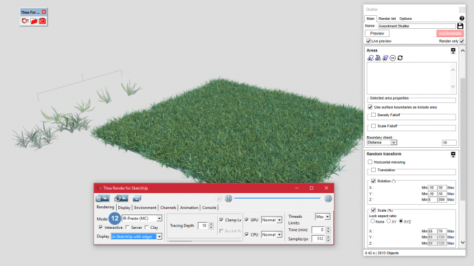 interactive rendering of grass in thea